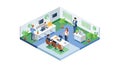 Flexible Isometric Open-Plan Office Environment, vector design Generative AI Royalty Free Stock Photo