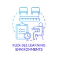 Flexible learning environments blue gradient concept icon