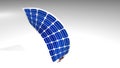 Flexible solar panel with black and red connection cables on white background - 3D Illustration
