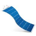 Flexible solar panel with black and red connection cables on white background - Vector image