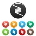 Flexible spring cable icons set color