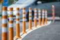 Flexible traffic bollard for bike lane Royalty Free Stock Photo