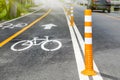 Flexible traffic bollard for bike lane. Royalty Free Stock Photo