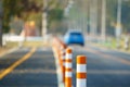 Flexible traffic bollard for bike lane. Royalty Free Stock Photo