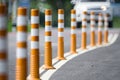 Flexible traffic bollard for bike lane. Royalty Free Stock Photo