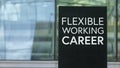 Flexible Working Career on a sign outside a modern glass office building