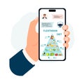 Flexitarian diet concept shown on smartphone screen with food pyramid, held by hand Royalty Free Stock Photo