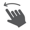 Flick left glyph icon, action and hand, gesture sign, vector graphics, a solid pattern on a white background.