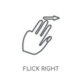 Flick Right gesture linear icon. Modern outline Flick Right gest