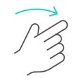 Flick right thin line icon, finger and hand, gesture sign, vector graphics, a linear pattern on a white background.