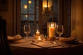 flickering candlelight dinner for two, setting the mood with romantic lighting Royalty Free Stock Photo