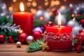 flickering light of red candles. Their warm glow creates a cozy and inviting ambiance