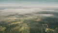 Flight above clouds over Umbria region, Italy Royalty Free Stock Photo