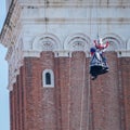 Flight of the Angel ceremony Il Volo dell`Angelo at the annual Venice Carnival, Venice Italy