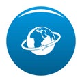 Flight around earth icon blue