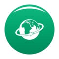 Flight around earth icon vector green