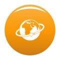 Flight around earth icon vector orange