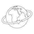 Flight around world icon, outline style.