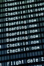 Flight arrival board in airport, closeup.