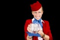 Flight Attendant Serving a Drink