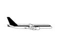 Flight aviation vector icons. Airplane black silhouettes in sky. Illustration of airplane flight, aviation and aircraft
