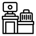 Flight baggage check icon outline vector. Luggage airport scanner