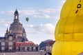 Flight of balloons on a summer day over The Dresden Frauenkirche Church of Our Lady Royalty Free Stock Photo