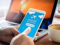 Flight booking online with smartphone