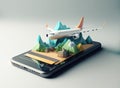 Flight booking online trip travel app plane phone