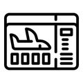 Flight booking ticket icon outline vector. Airplane admission pass Royalty Free Stock Photo