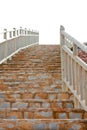 Flight of brick steps with wooden railings