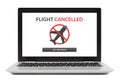 Flight cancelled concept on laptop screen isolated