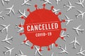 Flight cancelled with covid 19-virus epidemic all world.outbreak covid 19.save your health.government policy solution.business