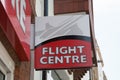 A Flight Centre sign hanging from a travel agent in Oxford in the United Kingdom