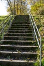 Flight of concrete steps leading up an embankment