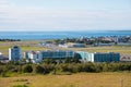 The flight control tower and Icelandair Hotel Natura at Reykjavik airport Royalty Free Stock Photo