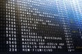 Flight Departures information board at Airport in Germany, Frankfurt destinations: Zurich, Paris, Antalya, Berlin, Dusseldorf, Royalty Free Stock Photo