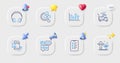 Flight destination, Delivery cart and Winner cup line icons. For web app, printing. Vector