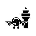 Flight dispatch black glyph icon