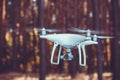 In-flight drone quadrocopter with digital camera Royalty Free Stock Photo