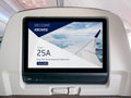 In-Flight Entertainment Screen, Inflight Screen, Seatback Screen in Airplane Royalty Free Stock Photo