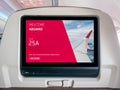 In-Flight Entertainment Screen, Inflight Screen, Seatback Screen in Airplane Royalty Free Stock Photo