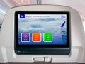 In-Flight Entertainment Screen, Inflight Screen, Seatback Screen in Airplane Royalty Free Stock Photo