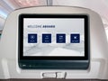 In-Flight Entertainment Screen, Seatback Screen in Airplane Royalty Free Stock Photo