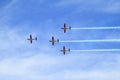 Flight of four jet planes - acrobatics on Airshow