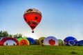 Flight of a group of hot air balloons in the summer Royalty Free Stock Photo