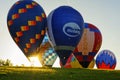 Flight of a group of hot air balloons in the summer Royalty Free Stock Photo