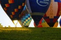 Flight of a group of hot air balloons in the summer Royalty Free Stock Photo