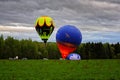 Flight of a group of hot air balloons in the summer Royalty Free Stock Photo