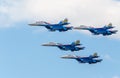 Flight groups of four su-27 aircraft